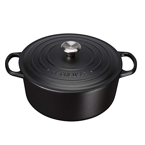 Le Creuset Cocotte Evolution de hierro fundido con tapa, Ø 26 cm, Redonda, Todas las fuentes de calor incl. inducción, 5.3 l, Negro mate