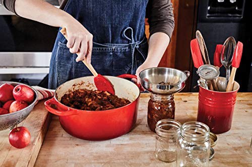 Le Creuset Espátula Cuchara con Cabezal de Silicona extraíble, Madera, Rojo Cereza, Largo: 32 cm