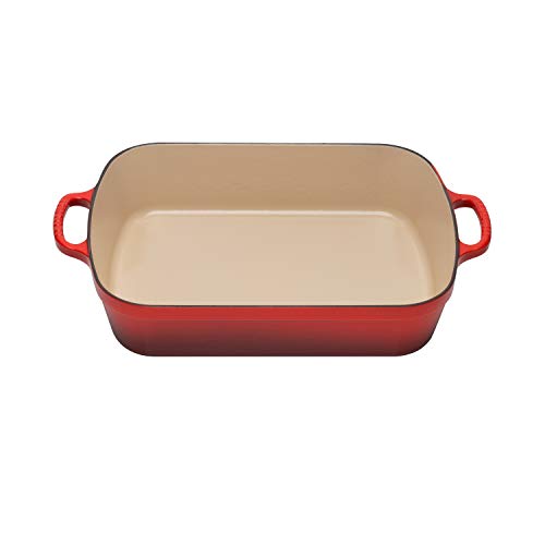 Le Creuset Evolution Bandeja Rectangular, Todas las fuentes de calor incl. inducción, 4,9 l, Hierro fundido, Rojo(Cereza), 33 cm