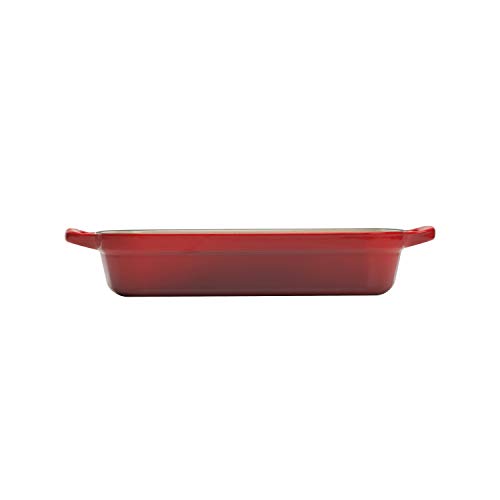 Le Creuset Evolution Bandeja Rectangular, Todas las fuentes de calor incl. inducción, 4,9 l, Hierro fundido, Rojo(Cereza), 33 cm