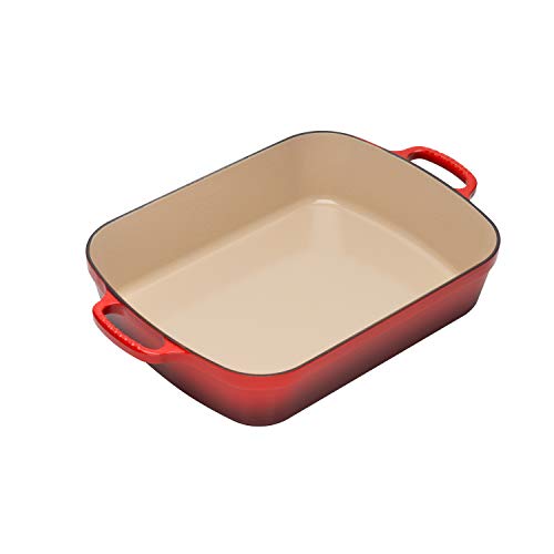 Le Creuset Evolution Bandeja Rectangular, Todas las fuentes de calor incl. inducción, 4,9 l, Hierro fundido, Rojo(Cereza), 33 cm