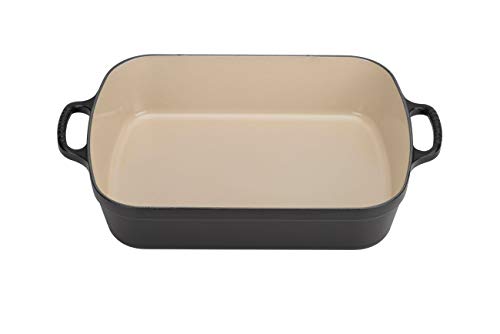 LE CREUSET Evolution Bandeja Rectangular, Todas Las Fuentes de Calor Incl. inducción,6,6 l, Hierro Fundido, Negro, 37 cm