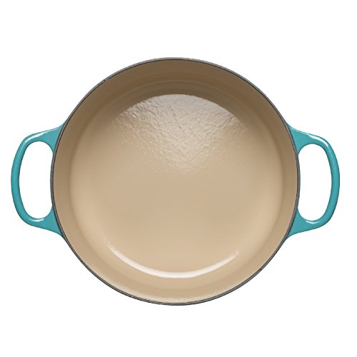 LE CREUSET Evolution Cacerola Baja Redonda, 2 L, para Todas Las Fuentes de Calor, Incl. inducción, Hierro Fundido, Azul (Caribe), 26 cm