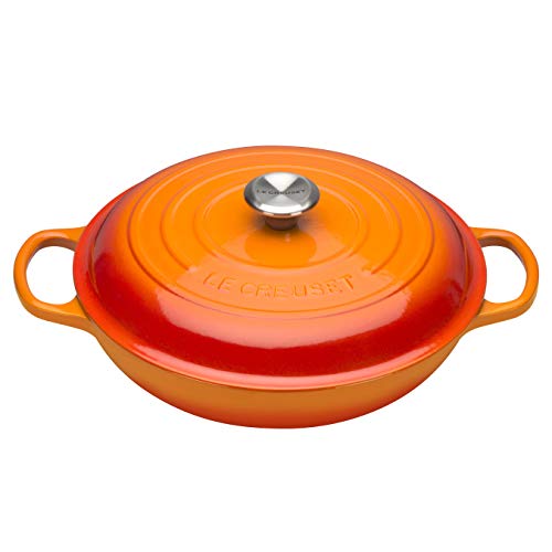 LE CREUSET Evolution Cacerola Baja Redonda, 2 L, para Todas Las Fuentes de Calor, Incl. inducción, Hierro Fundido, Naranja (Volcánico), 26 cm