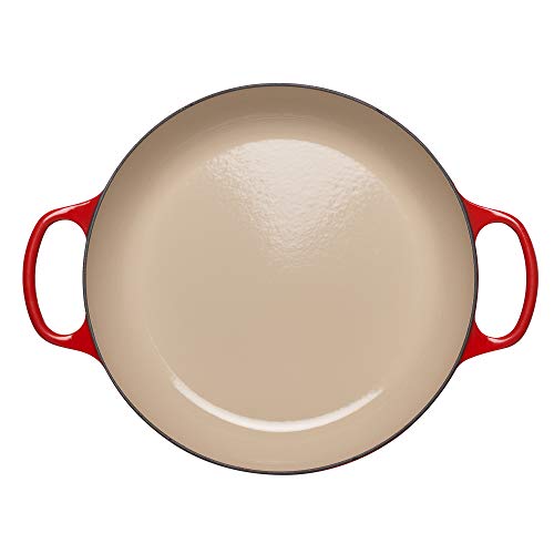 LE CREUSET Evolution Cacerola Baja Redonda, 3,2 L, para Todas Las Fuentes de Calor, Incl. inducción, Hierro Fundido, Rojo (Cereza), 30 cm