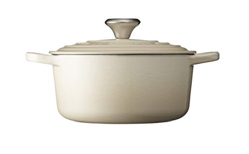 LE CREUSET Evolution Cocotte con Tapa, Redonda, Todas Las Fuentes de Calor Incl. inducción, 1,8 l, Hierro Fundido, Beige Cream, 18 cm