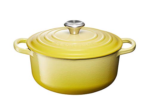 Le Creuset Evolution Cocotte con Tapa, Redonda, Todas Las Fuentes de Calor Incl. inducción, 2,4 l, Hierro Fundido, Amarillo(Soleil), 20 cm