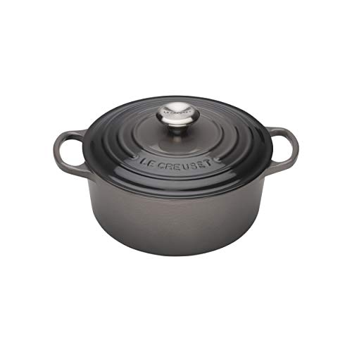 Le Creuset Evolution Cocotte con Tapa, Redonda, Todas Las Fuentes de Calor Incl. inducción, 4,2 l, Hierro Fundido, Gris(Flint)