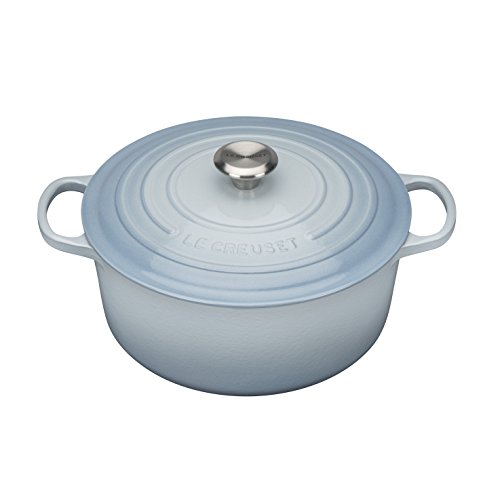 Le Creuset Evolution Cocotte con Tapa, Redonda, Todas Las Fuentes de Calor Incl. inducción, 5,3 l, Hierro Fundido, Azul(Coastal), 26 cm