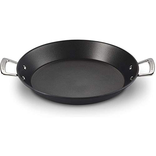 Le Creuset Paellera de aluminio antiadherente, Ø 32 cm, libre de PFOA, para todas las fuentes de calor, incluso la inducción, antracita/plateado