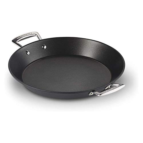 Le Creuset Paellera de aluminio antiadherente, Ø 32 cm, libre de PFOA, para todas las fuentes de calor, incluso la inducción, antracita/plateado