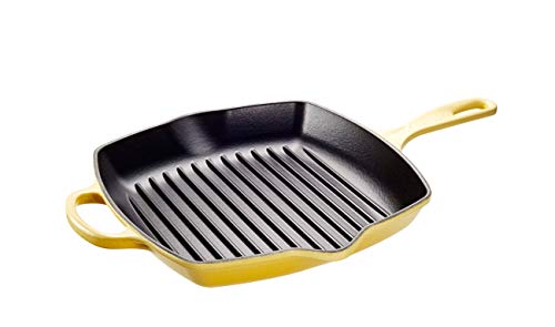 Le Creuset Parrilla de hierro fundido, Cuadrada, 26 cm, Apto para todas las fuentes de calor, incluso inducción, Amarillo Soleil