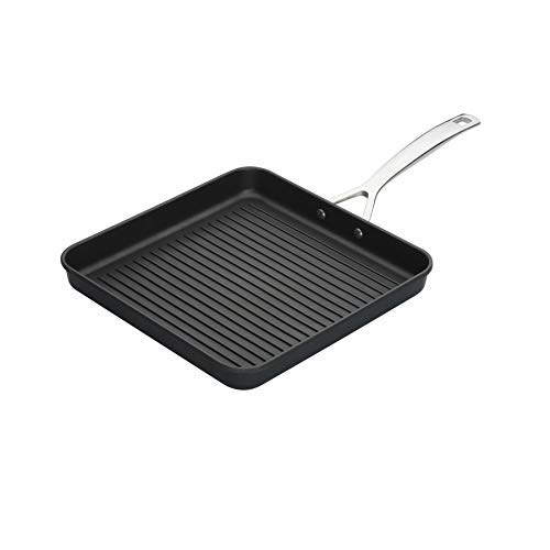 Le Creuset Parrilla grill de aluminio antiadherente, 28 cm, libre de PFOA, para todas las fuentes de calor, incluso la inducción, antracita/plateado