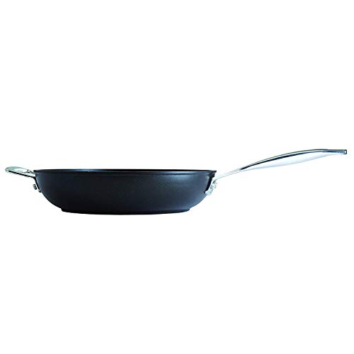 Le Creuset Sartén de aluminio antiadherente con asa y mango, Alta, Ø 28 cm, Libre de PFOA, Para todas las fuentes de calor, incluso la inducción, Antracita/Plateado