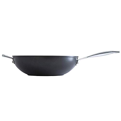 Le Creuset Sartén wok de aluminio antiadherente, Ø 30 cm, Libre de PFOA, Para todas las fuentes de calor, incluso la inducción, Antracita/Plateado