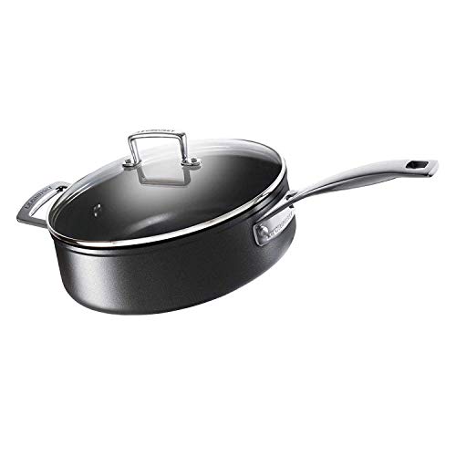 Le Creuset Sauté de aluminio antiadherente con tapa, Ø 26 cm, Libre de PFOA, Para todas las fuentes de calor, incluso la inducción, Antracita/Plateado