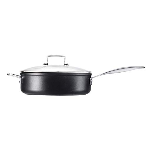 Le Creuset Sauté de aluminio antiadherente con tapa, Ø 26 cm, Libre de PFOA, Para todas las fuentes de calor, incluso la inducción, Antracita/Plateado