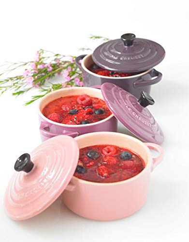 Le Creuset Set de mini cocottes, 3 unidades, Redondas, 200 ml cada una, 10 x 5 cm, Cerámica de gres, Violeta oscuro y Lila y Rosa