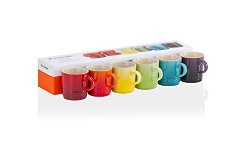 Le Creuset Set de tazas, 6 unidades, Redondo, Cada una 8.5 cm, Cerámica de gres, Arcoíris