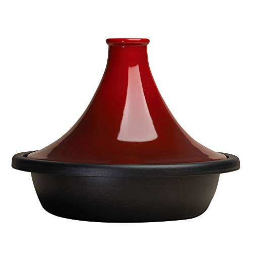 Le Creuset Tajine de hierro fundido, Redondo, diametro 31 cm, Apto para todas las fuentes de calor, incluso inducción y horno, Cereza