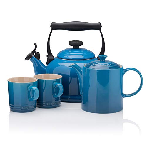 Le Creuset Taza con asa, 200 ml, Cerámica de gres, Altura 10 cm, Azul Marseille