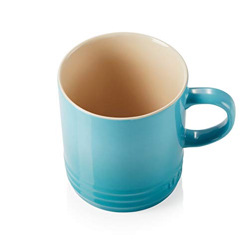 Le Creuset Taza con asa, 350 ml, Cerámica de gres, Altura 12 cm, Azul Caribe