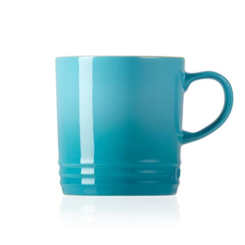 Le Creuset Taza con asa, 350 ml, Cerámica de gres, Altura 12 cm, Azul Caribe