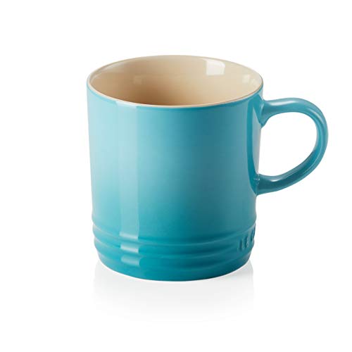 Le Creuset Taza con asa, 350 ml, Cerámica de gres, Altura 12 cm, Azul Caribe