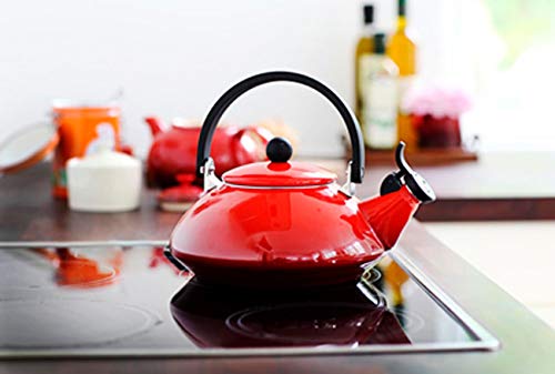 Le Creuset Tetera, Capacidad 1.6 L, Acero esmaltado y Mango fenólico, Zen, Cereza