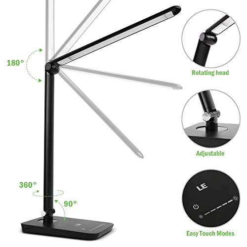 LE Lámpara Escritorio LED de Mesa, 8W 7 Niveles de Brillo, Cuidado a la Vista, Blanco frío 5000K, Luz de Escritorio para Trabajo y Lectura