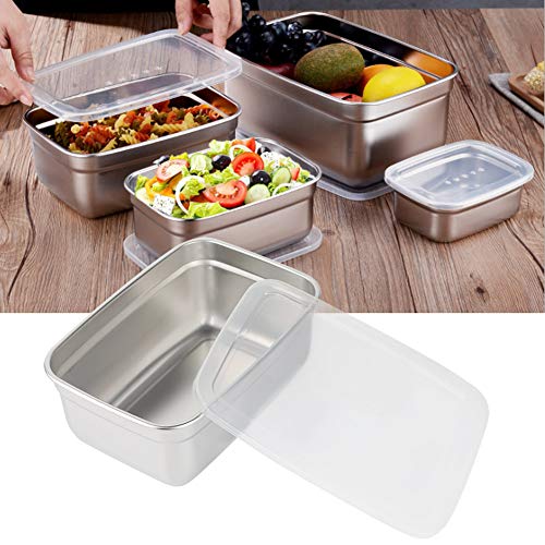 Leakproof Lids Food Containers - Recipientes para alimentos (4 unidades, rectangulares, acero inoxidable, con tapas a prueba de fugas para restaurantes)