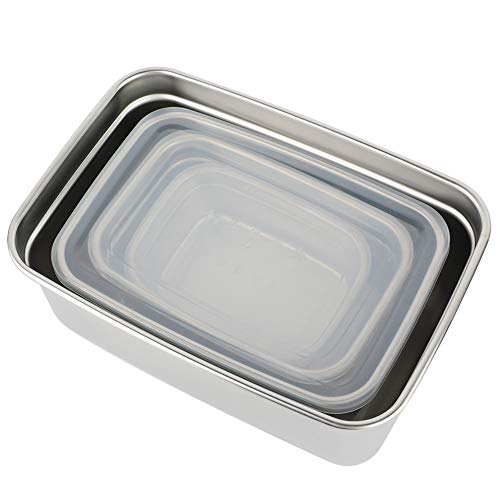 Leakproof Lids Food Containers - Recipientes para alimentos (4 unidades, rectangulares, acero inoxidable, con tapas a prueba de fugas para restaurantes)