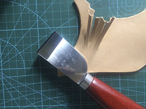 Leathercraft Cutting Knife,Buena Calidad Acero Inoxidable Pala Cuchillo de Corte de Piel Craft DIY Herramienta Corte de Cuero Chipping Peeling Skiver Cuchillo Biselador Herramienta con Mango de Madera