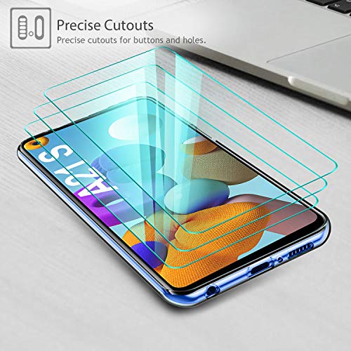 Leathlux Funda Samsung Galaxy A21s + 3 x Protector de Pantalla Samsung Galaxy A21s, Transparente TPU Silicona Funda + Cristal Vidrio Templado Protector de Pantalla y Carcasa Samsung Galaxy A21s