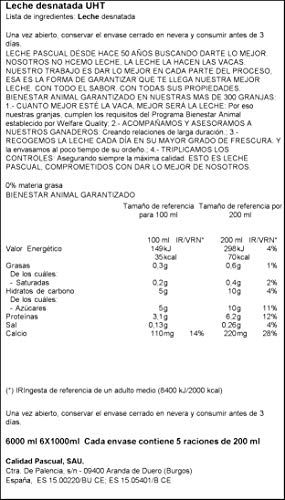 Leche Pascual - Clásica Leche Desnatada - 1 L (Paquete de 6)