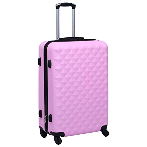 Lechnical Práctica Maleta de Viaje, Maleta rígida ABS Rosa 55 x 36 x 22 cm (Largo x Ancho x Alto) -con Cerradura de Seguridad y poleas