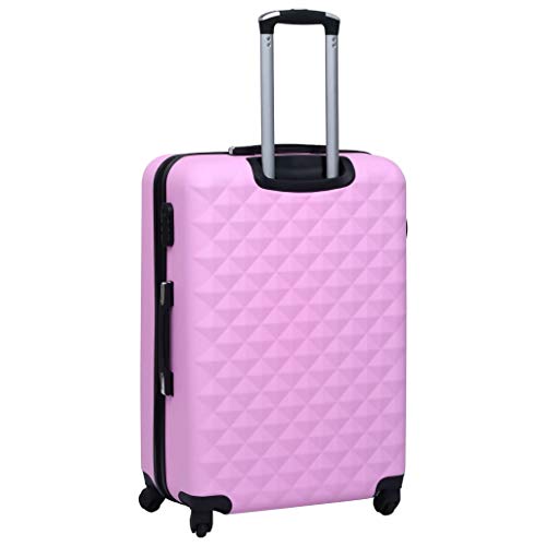 Lechnical Práctica Maleta de Viaje, Maleta rígida ABS Rosa 55 x 36 x 22 cm (Largo x Ancho x Alto) -con Cerradura de Seguridad y poleas