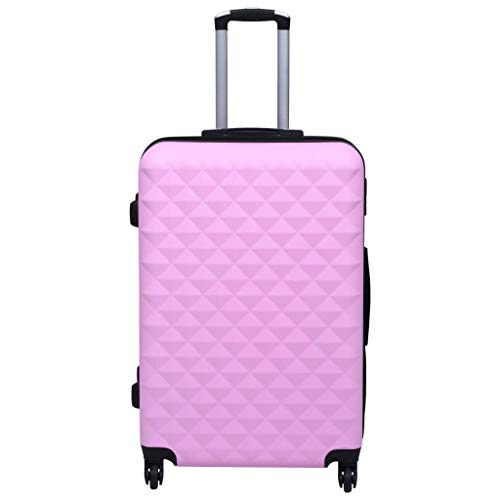 Lechnical Práctica Maleta de Viaje, Maleta rígida ABS Rosa 55 x 36 x 22 cm (Largo x Ancho x Alto) -con Cerradura de Seguridad y poleas