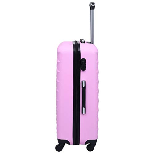 Lechnical Práctica Maleta de Viaje, Maleta rígida ABS Rosa 55 x 36 x 22 cm (Largo x Ancho x Alto) -con Cerradura de Seguridad y poleas