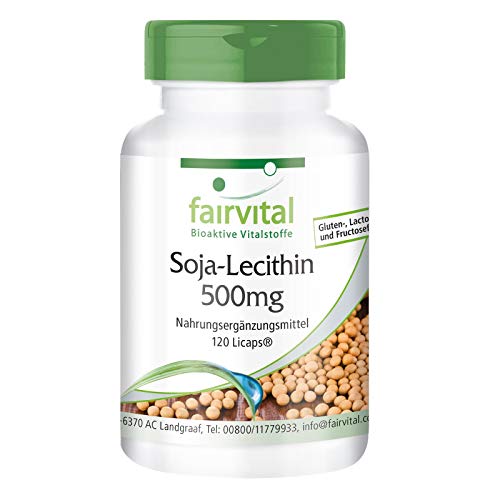 Lecitina de Soja 500mg - VEGANA - Dosis elevada - 120 Cápsulas - Calidad Alemana