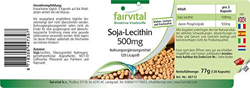 Lecitina de Soja 500mg - VEGANA - Dosis elevada - 120 Cápsulas - Calidad Alemana