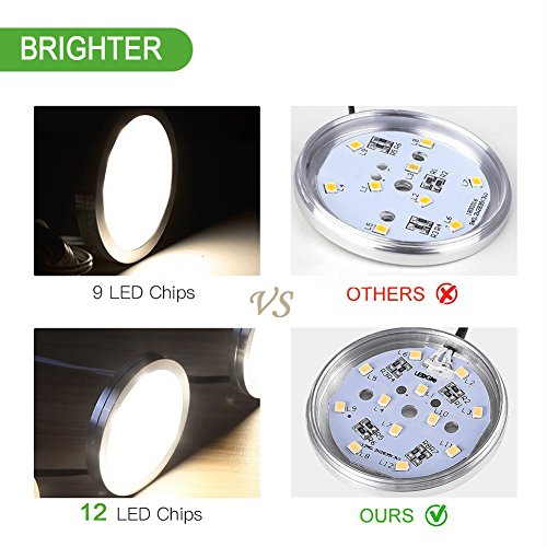 LED bajo luz de gabinete, Luz de Bajo Armario, luminación para Vitrinas, Blanco cálido Luces para muebles, 12V LED Luces de Armario Empotrable (4 Unidades)