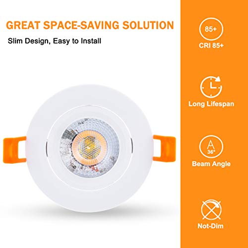 Led Downlight Led Techo Foco Empotrable, LOHAS 5W=35W Incandescente, Blanco Cálido 3000K, 420LM, 240V, No-Regulable, IP65, Luz de Techo para Hogar, Oficina, Iluminación Comercia, Pequedete 6 Unidades.