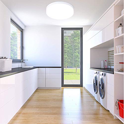 LED Lámpara de Techo Moderna 48W LED Plafón Ketom Blanco Frío 6500K 4320LM Lamparas de Techo, Ultra Delgado IP44 Lámpara LED de Techo Para Dormitorio Baño Cocina Pasillo Comedor, Ø30cm