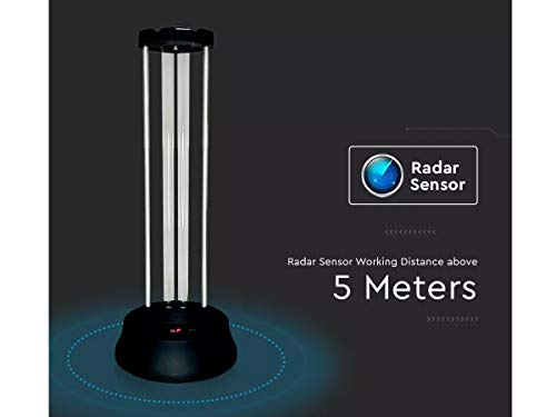 LEDLUX JF11208 Lámpara Germicida UVC 38 W con Generador Ozono Sensor Radar Timer 15/30/60 minutos esterilización desinfección saneamiento Local hasta 60 m2 Mata 99.9% de bacterias Virus Muffa