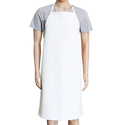 LEEApron Delantal, Engrosamiento de Terciopelo Negro y Blanco, Cuero de Delantal Industrial, Impermeable y Resistente al Aceite, Resistente a ácidos y álcalis, Cocina de hostelería, Delantal Blanco