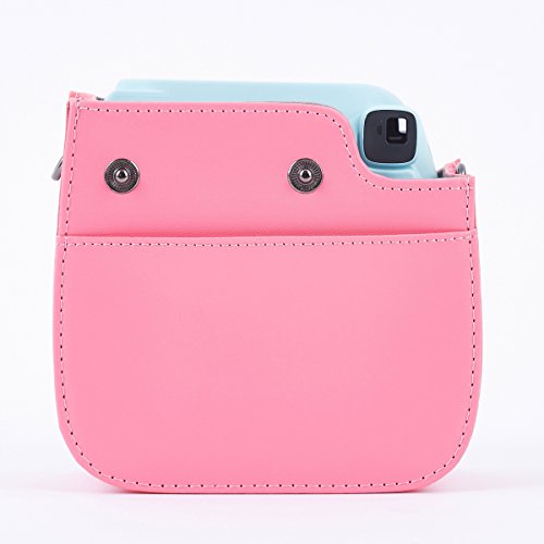 Leebotree Funda Compatible con Instax Mini 9 / Mini 8 8+ Cámara Instantánea, Bolsa de Transporte Fabricada en Cuero, Dispone de Una Correa de Proteger y Bolsillo (Flamingo Rosa)