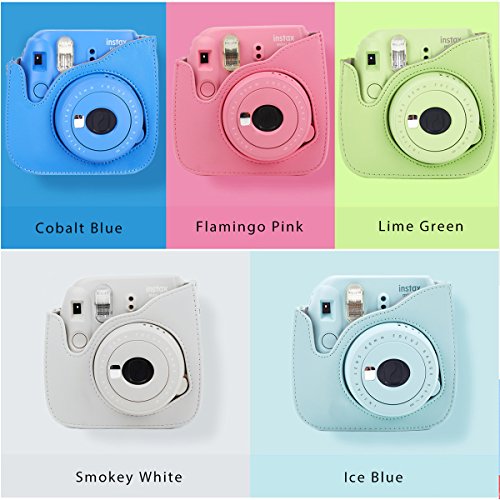 Leebotree Funda Compatible con Instax Mini 9 / Mini 8 8+ Cámara Instantánea, Bolsa de Transporte Fabricada en Cuero, Dispone de Una Correa de Proteger y Bolsillo (Flamingo Rosa)