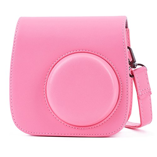 Leebotree Funda Compatible con Instax Mini 9 / Mini 8 8+ Cámara Instantánea, Bolsa de Transporte Fabricada en Cuero, Dispone de Una Correa de Proteger y Bolsillo (Flamingo Rosa)