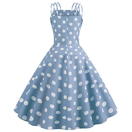 LEEDY Mujeres O-Cuello Retro Princess Dot Print Vendaje Fiesta Fiesta CóCtel Vestido Largo